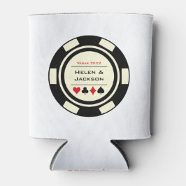 Enfriador De Latas Boda Casino Poker Chip Black Cream White Vegas