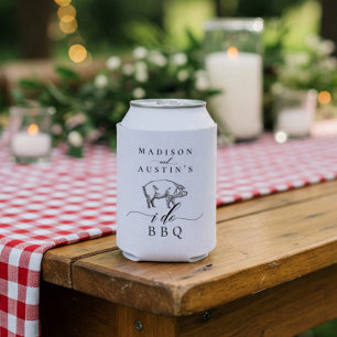 Enfriador De Latas Boda Casual BBQ Vintage Rústico Cerdo Me Caso