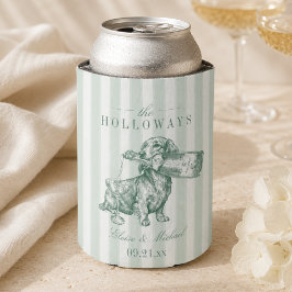 Enfriador De Latas Boda Champán Dachshund Raya Verde Salvia