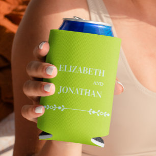Enfriador De Latas Boda Citrus Verde y Azul Costero