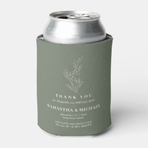 Enfriador De Latas Boda Clásica Flor de Hiedra Marfil Salvia