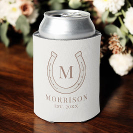 Enfriador De Latas Boda Country Western Monograma de Herradura