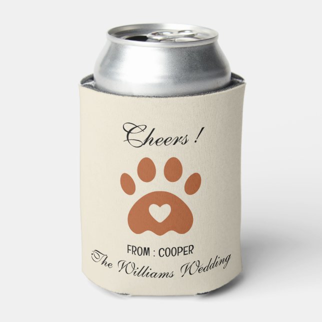 Enfriador De Latas Boda Cute Dog Paw (Lata Anverso)