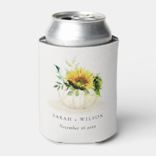 Enfriador De Latas Boda de acuarela de la flor de calabaza de girasol