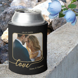 Enfriador De Latas Boda de Black Gold Love Script