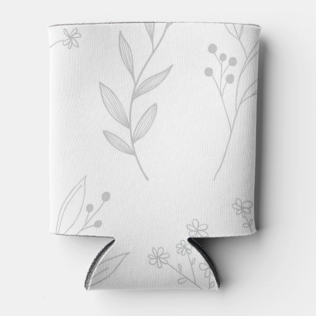 Enfriador De Latas Boda de Boho floral plateado (Anverso)