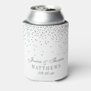 Enfriador De Latas Boda de Confeti de Plata con Glamour Vintage