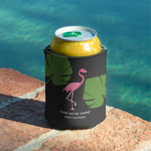 Enfriador De Latas Boda de Destino Flamenco Rosa Gris Oscuro