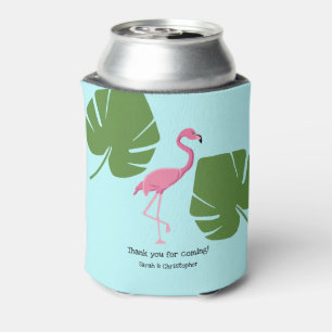 Enfriador De Latas Boda de destino tropical personalizado Flamingo Ro