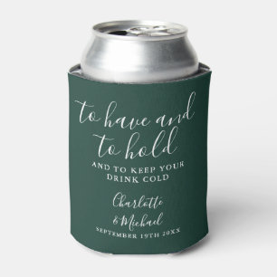 Enfriador De Latas Boda de escritura de firma verde esmeralda