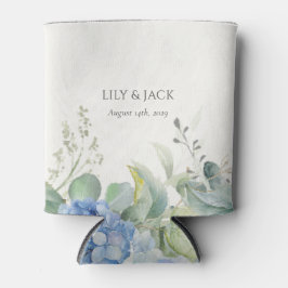 Enfriador De Latas Boda de eventos de hidrangea azul floral de bonito