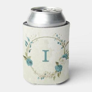 Enfriador De Latas boda de flores azules blancas
