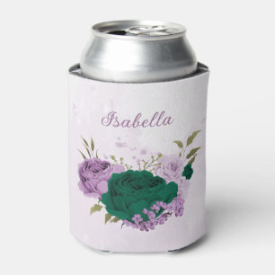 Enfriador De Latas boda de flores púrpura verde esmeralda