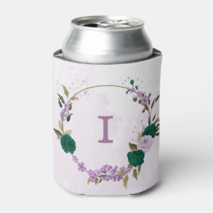 Enfriador De Latas boda de flores púrpura verde esmeralda