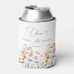 Enfriador De Latas Boda de flores silvestres de pradera en acuarela