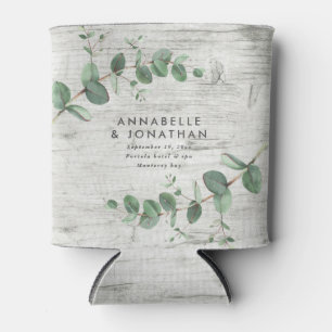 Enfriador De Latas boda de follaje eucalipto de madera blanca