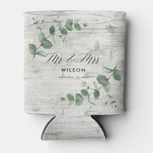 Enfriador De Latas boda de follaje eucalipto de madera blanca