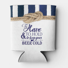 Enfriador De Latas Boda de franjas de la marina acuarela de nudo náut