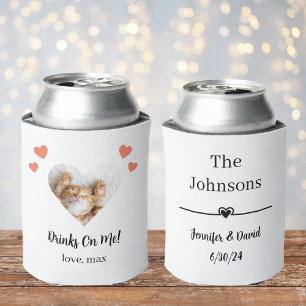 Enfriador De Latas Boda de gato con foto de corazón personalizada