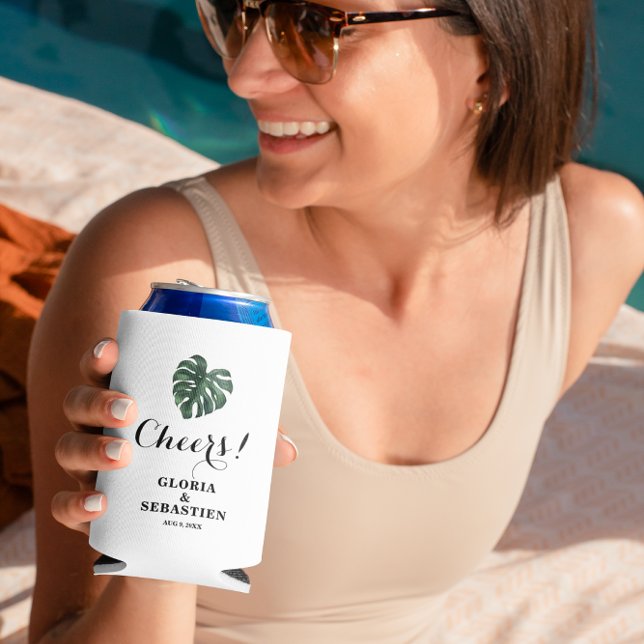 Enfriador De Latas Boda de hoja de palma tropical (Subido por el creador)