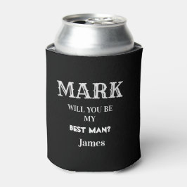 Enfriador De Latas Boda de la propuesta del mejor hombre blanco negro