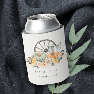 Enfriador De Latas Boda de la rueda floral de la calabaza de otoño rú