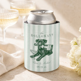 Enfriador De Latas Boda de Labrador Retriever con Raya Verde Salvia