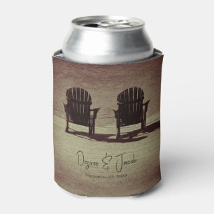 Enfriador De Latas Boda de las Sillas de Playa Rustic Brown Adirondac