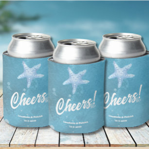 Enfriador De Latas Boda de Mar Azul Profundo