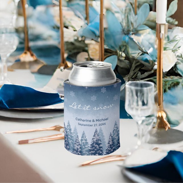 Enfriador De Latas Boda de Navidades de Pino Blue Winter Wonderland (Subido por el creador)