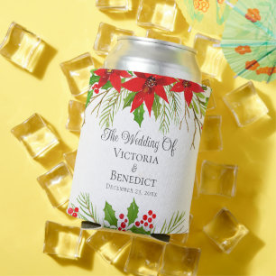 Enfriador De Latas Boda de Navidades festivos Poinsettia Personalizad