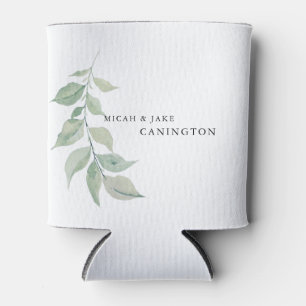 Enfriador De Latas Boda de nombres de estilos de follaje simple blanc