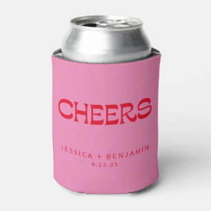 Enfriador De Latas Boda de nombres de tipografía roja rosa de Cheovy 