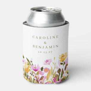 Enfriador De Latas Boda de nombres personalizados florales de color d