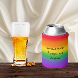 Enfriador De Latas Boda de Orgullo Gay con Arcoíris de Acuarela