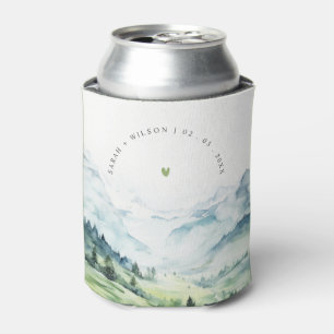Enfriador De Latas Boda de paisajes de montaña de nieve de color agua