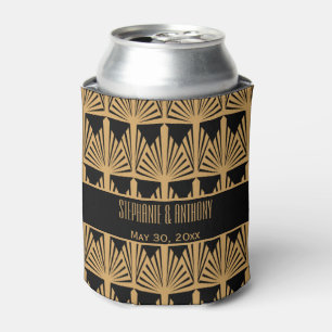 Enfriador De Latas Boda de patrón de diseño de estilo Art Deco dorado