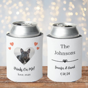 Enfriador De Latas Boda de Perro con Foto de Corazón Personalizada