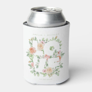 Enfriador De Latas Boda de primavera con rosas y vegetación en acuare