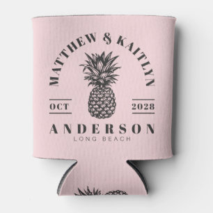 Enfriador De Latas Boda de Rosa Susurro y Piña Tropical Negra