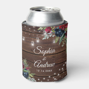 Enfriador De Latas Boda de Rústica Madera Borgoña Floral