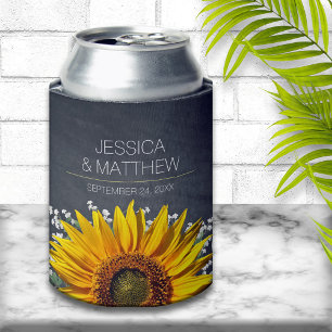 Enfriador De Latas Boda de Sunflower Chalkboard