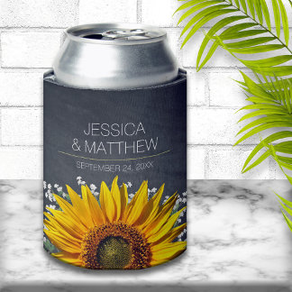 Enfriador De Latas Boda de Sunflower Chalkboard