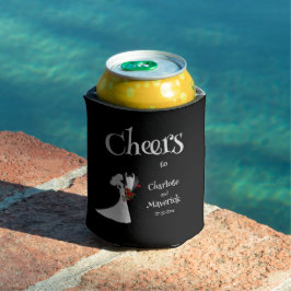 Enfriador De Latas Boda de Tuxedo Suit & Bride Silhouette