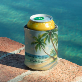 Enfriador De Latas Boda de verano de Ocean Tropical Beach Island