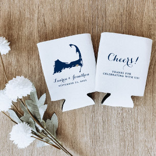 Enfriador De Latas Boda del Corazón de Oro de la Marina Blue Harwich