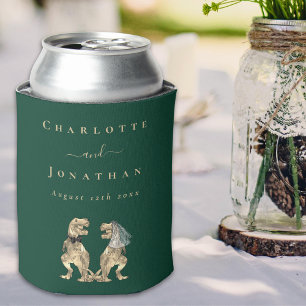 Enfriador De Latas Boda del tema de los dinosaurios Verde oscuro