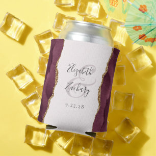 Enfriador De Latas Boda Falsa Purpura Ágata Dorada Brillo Rubor