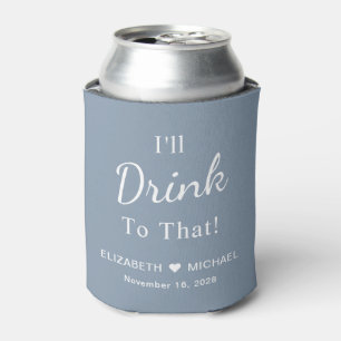 Enfriador De Latas Boda Favor Monogramado Dusty Blue