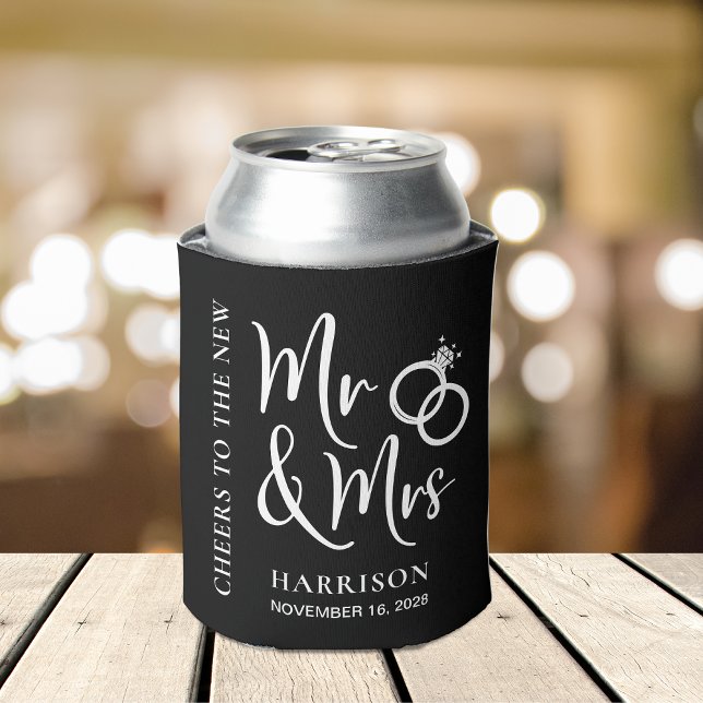 Enfriador De Latas Boda Favor Nuevo Sr. Sra. Black (Subido por el creador)